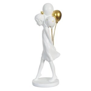 Escultura Decor Poliresina Menina Balões 27x7x10,7