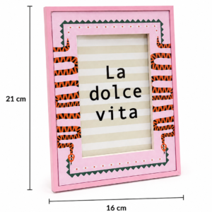 Porta Retrato Decorativo Rosa MDF com Vidro La Doce Vita