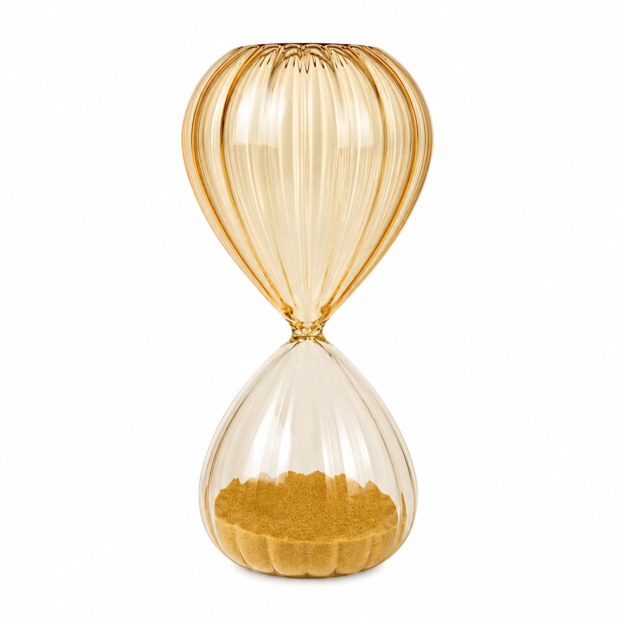 Ampulheta Decorativa Vidro Ocre Transparente 16cm | Objeto de Decoração Elegante
