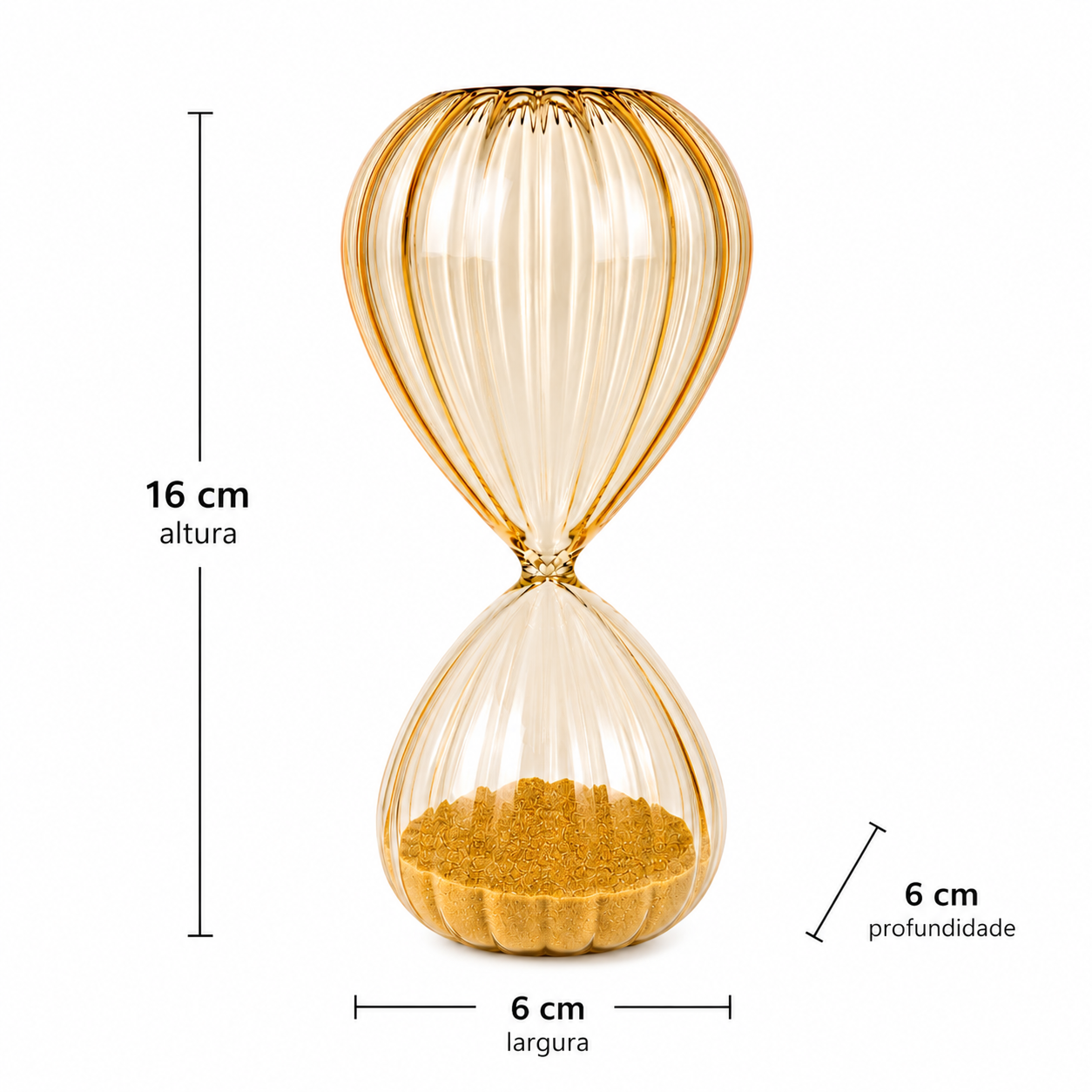Ampulheta Decorativa Vidro Ocre Transparente 16cm | Objeto de Decoração Elegante - Imagem 3