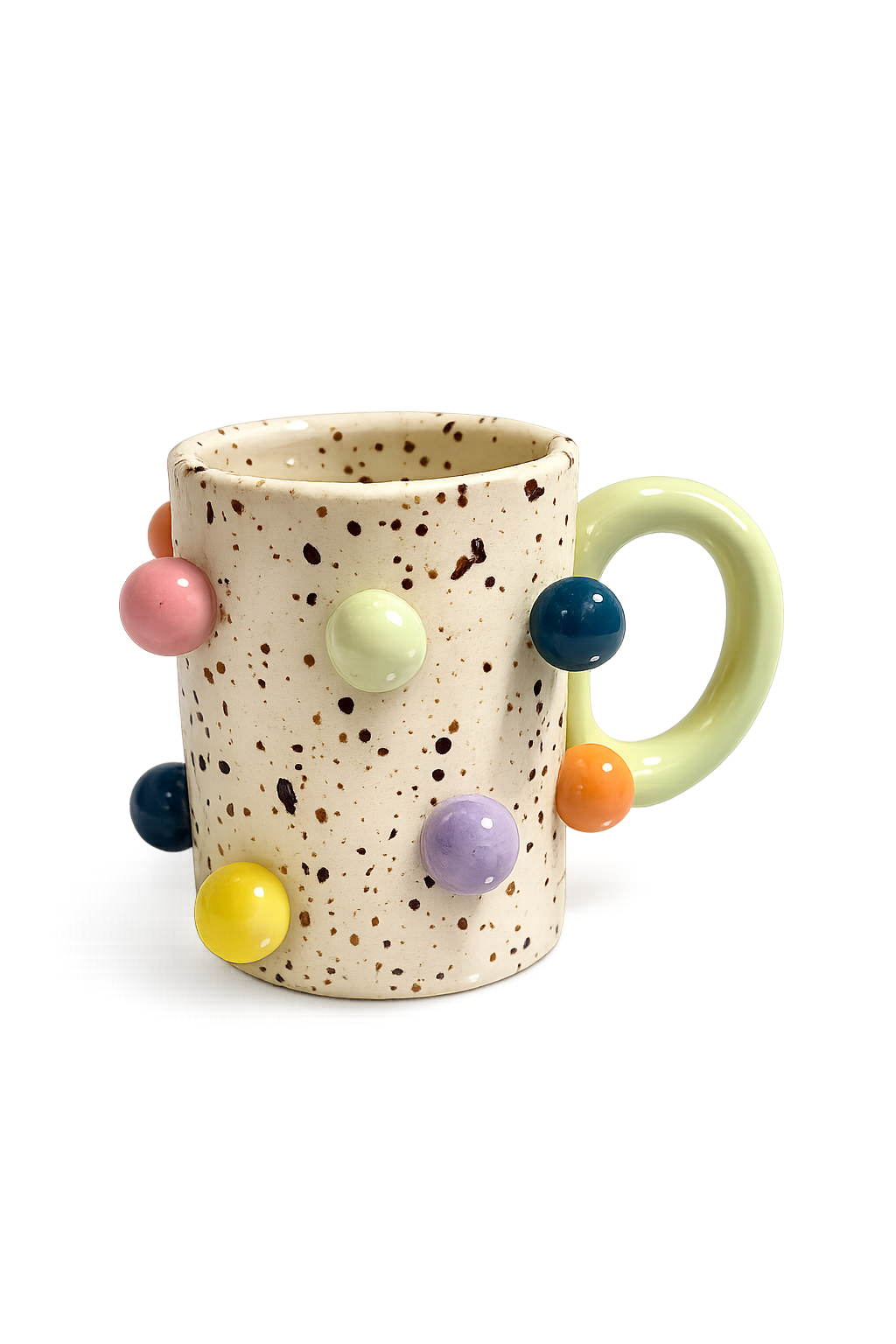Caneca Decorativa Cerâmica Bolinhas Coloridas Artesanal | Design Moderno e Criativo - Imagem 5