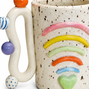 Caneca Artesanal Colorida Estilo Wi-Fi  Arco-Íris | Decoração e Café