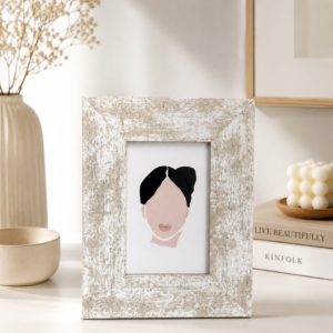Porta Retrato Decorativo Rústico Bege Claro 10x15 | Moldura MDF Vintage para Sala, Quarto e Escritório
