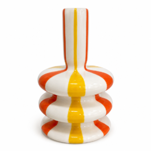 Vaso Decorativo Moderno Cerâmica Listrado Colorido Design Escultural Luxo