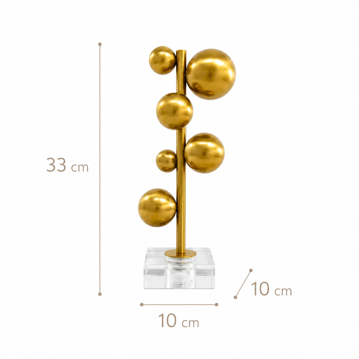 Escultura Decorativa Bolas Douradas com Base em Acrílico Cristal - Imagem 2