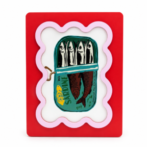 Quadro Decorativo Sardinha Retrô Colorido | Arte Moderna para Estantes, Cozinhas e Ambientes Criativos Foto 13x18cm