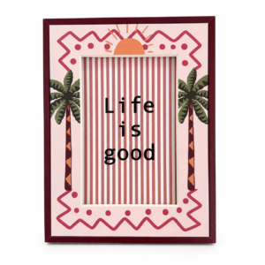Porta-Retrato Decorativo Tropical MDF e Vidro foto 15x20 | Life is Good Rosa e Bordô 16,2X21,2CM