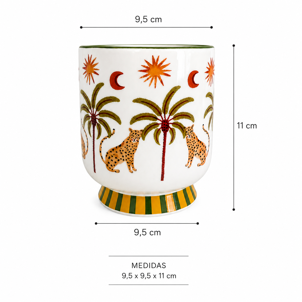 Vaso Decorativo de Cerâmica Tropicália Leopardo e Palmeiras | Design Exclusivo Colorido - Imagem 4