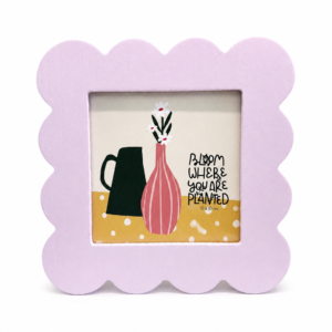 Porta-Retrato Decorativo MDF e Vidro Rosa Bebê Foto: 10x10 cm