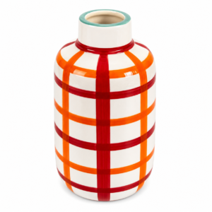 Vaso de Cerâmica Decorativo Listrado Colorido Pintado à Mão – Design Moderno e Exclusivo 23,5 cm
