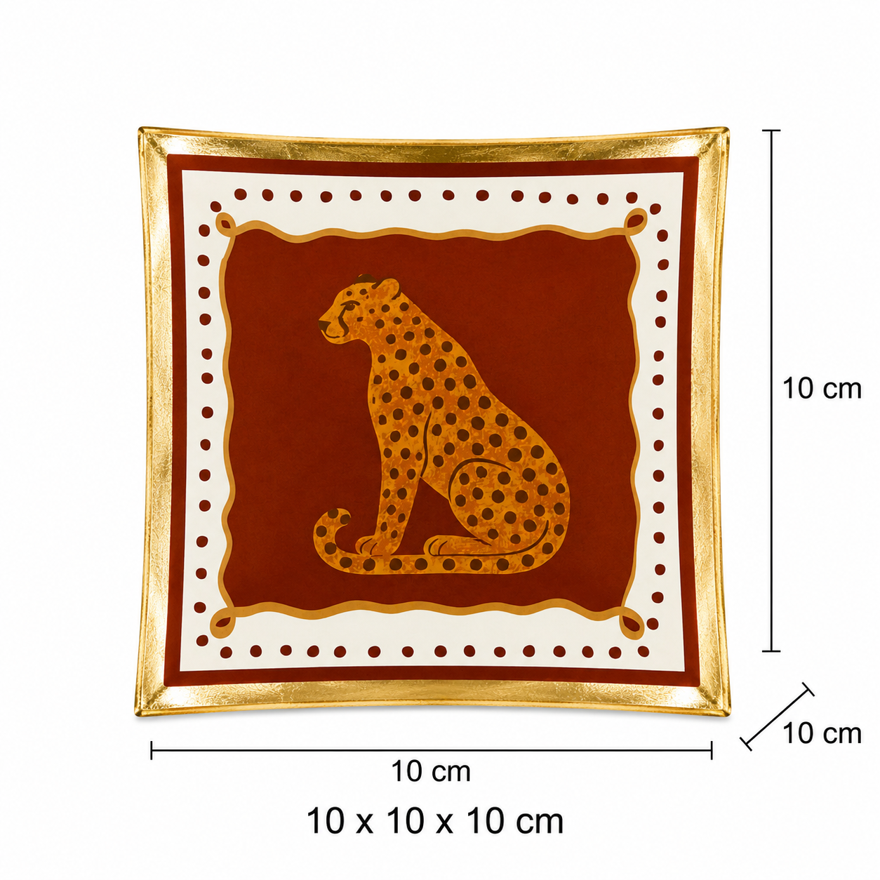 PRATO DECORATIVO VIDRO ONCA PINTADA 10CM - Imagem 2