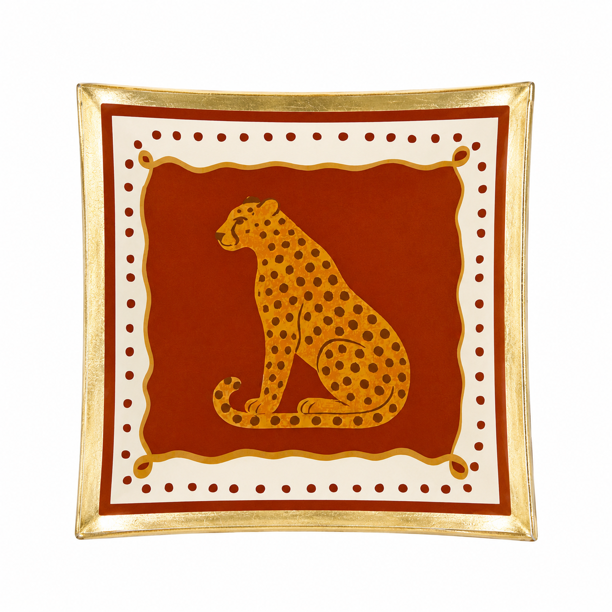 PRATO DECORATIVO VIDRO ONCA PINTADA 10CM