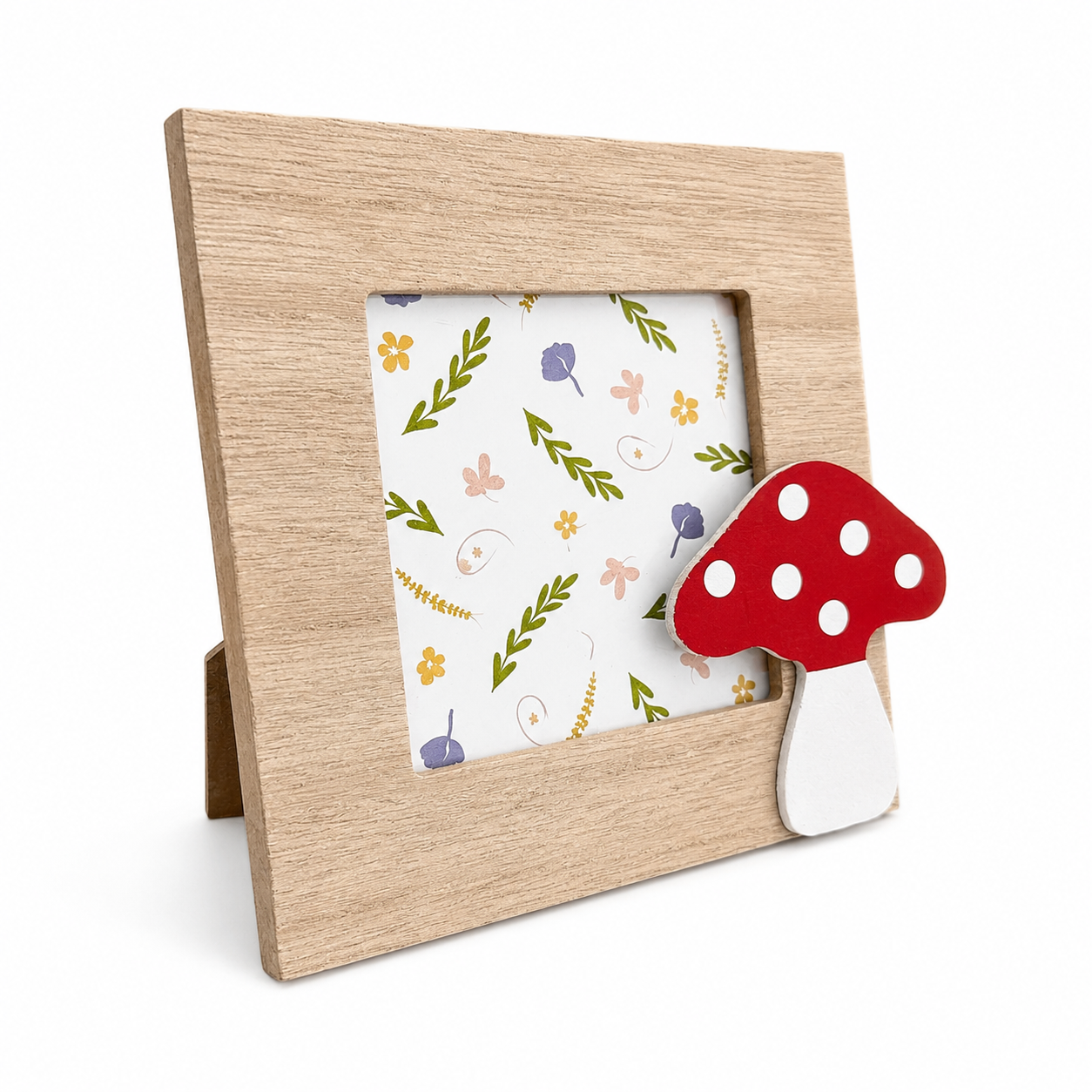 Porta-Retrato Infantil Cogumelo em MDF e Vidro | Decoração Encantadora para Quarto Infantil 17X15X1,5CM - Imagem 2