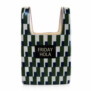 Vaso Decorativo Formato Bolsa Friday Hola | Vaso de Cerâmica Moderno | Design Exclusivo AZULVERDE 16X8,5X25CM