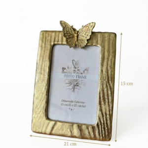 Porta-Retrato Borboleta Dourada em Poliresina | Moldura Decorativa Elegante 10x15