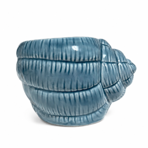 Vaso Decorativo Caracol Azul em Cerâmica | Design Orgânico Moderno para Sala e Estante