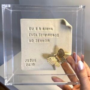 Caixa Decorativa em Acrílico Cristal e Cerâmica de queima: | Josué 24:15