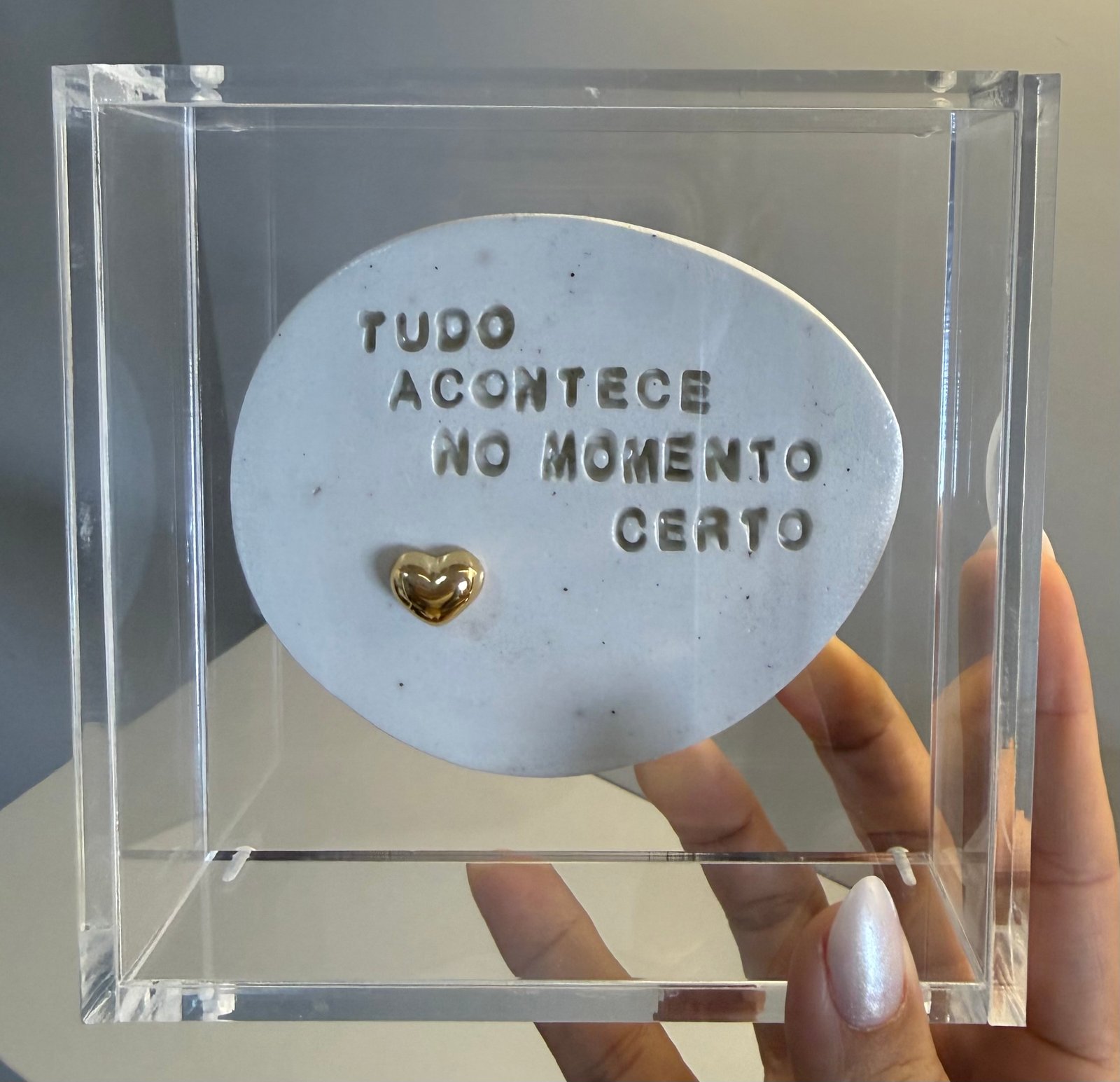 Caixa Acrílico Cristal e Cerâmica Artesanal | Tudo Acontece no Momento Certo