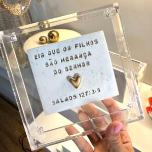 Caixa Decorativa Cristã Acrílico Cristal | Salmos 127:3-5