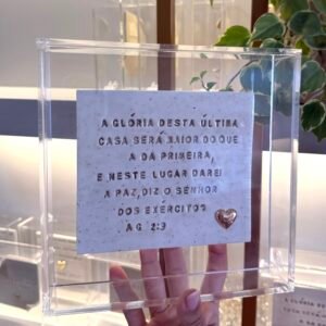 Caixa Decorativa Cristã em Acrílico Cristal | Ageu 2:9