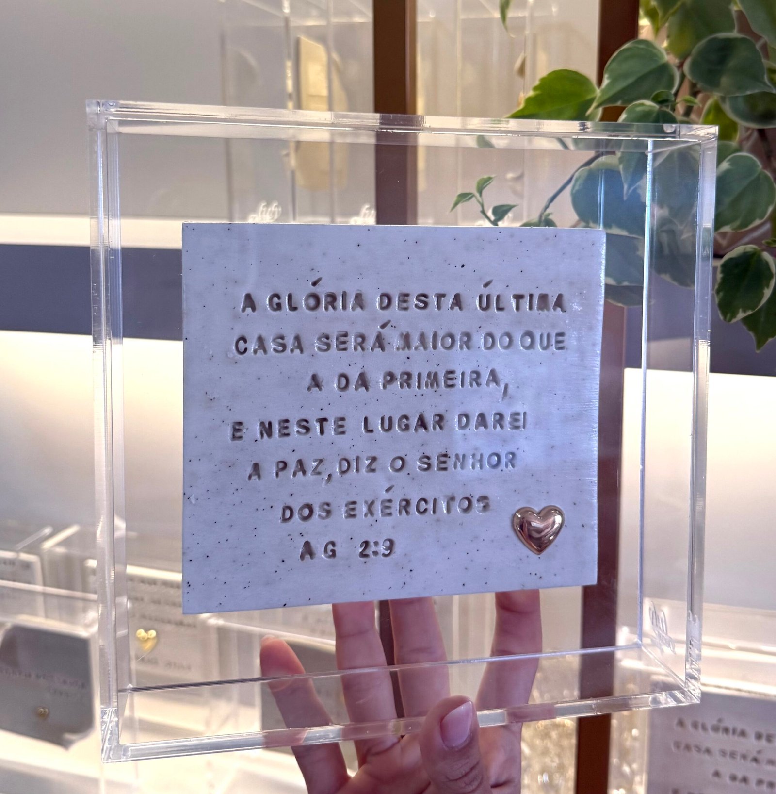 Caixa Decorativa Cristã em Acrílico Cristal | Ageu 2:9