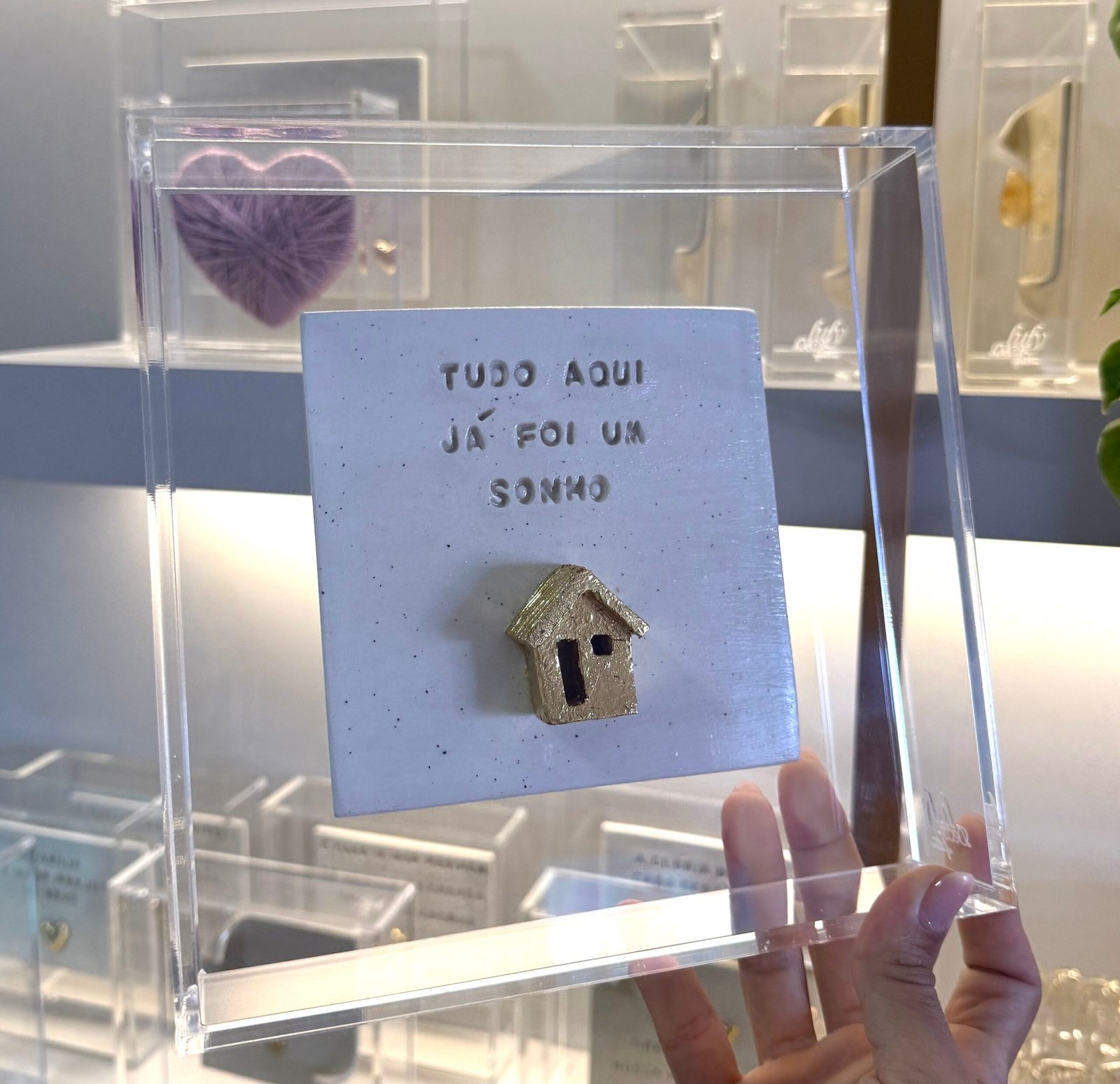 Caixa Decorativa em Acrílico Cristal | Tudo Aqui Já Foi Um Sonho 19x19x4