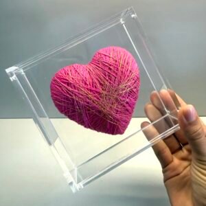 Caixa Decorativa Acrílico Cristal com Coração Artesanal Pink| Coleção Afetiva