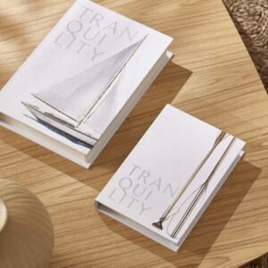Caixa Livro Decorativo Tranquility & Sea Soul – Conjunto com 2 Peças em MDF e Canvas