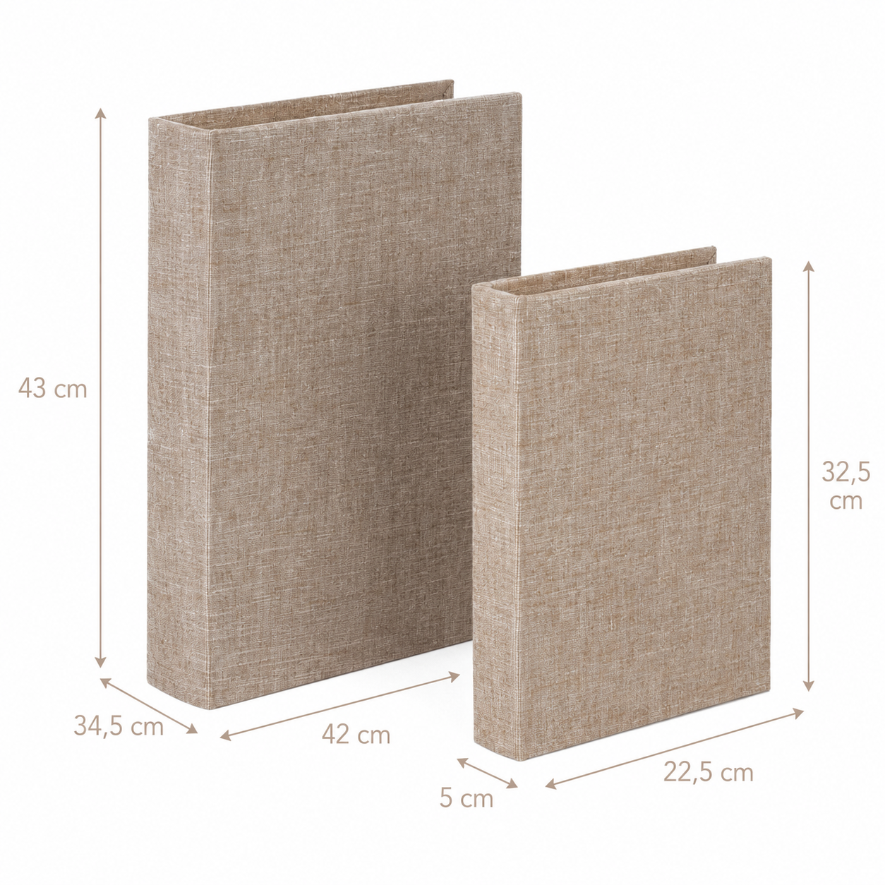 Caixa Livro Decorativo em Veludo e MDF – Conjunto com 2 Peças Bege - Imagem 4