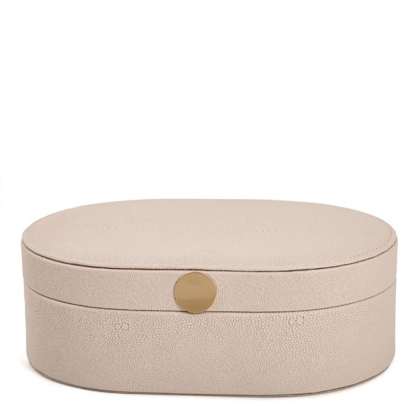 Caixa Decorativa Oval em PU e MDF com Fecho Dourado tamanho P - Imagem 4