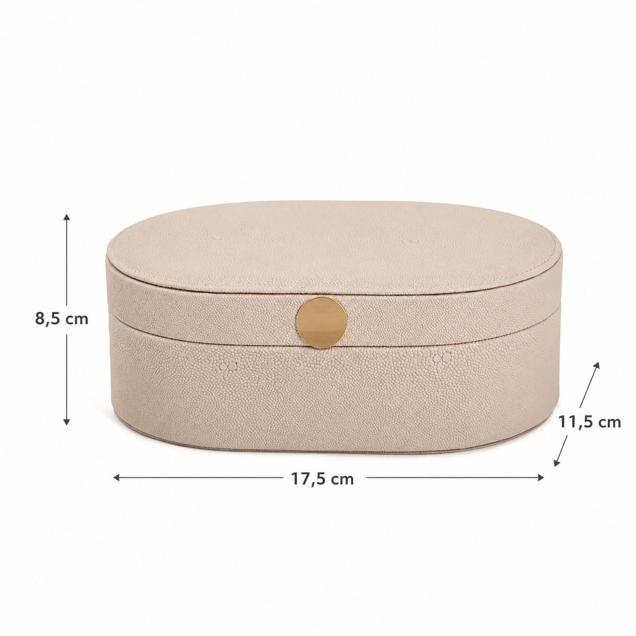 Caixa Decorativa Oval em PU e MDF com Fecho Dourado tamanho P - Imagem 3