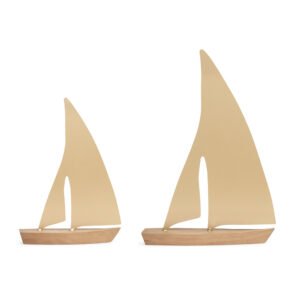 Kit Barco Decorativo em Madeira e Metal Dourado | Tamanhos P e G