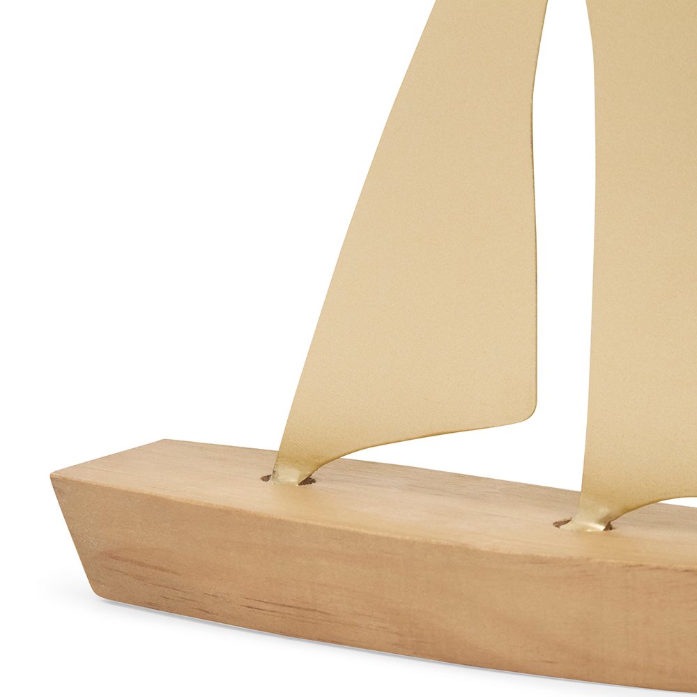 Kit Barco Decorativo em Madeira e Metal Dourado | Tamanhos P e G - Imagem 3