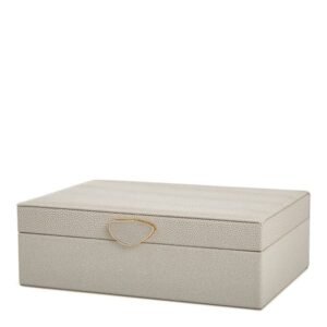Caixa Organizadora Decorativa em PU Bege com Fecho Dourado – Porta-Joias Premium