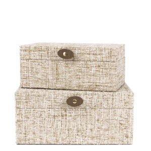 Kit Caixas Organizadoras em MDF Revestidas em Linho – 2 Peças Decorativas