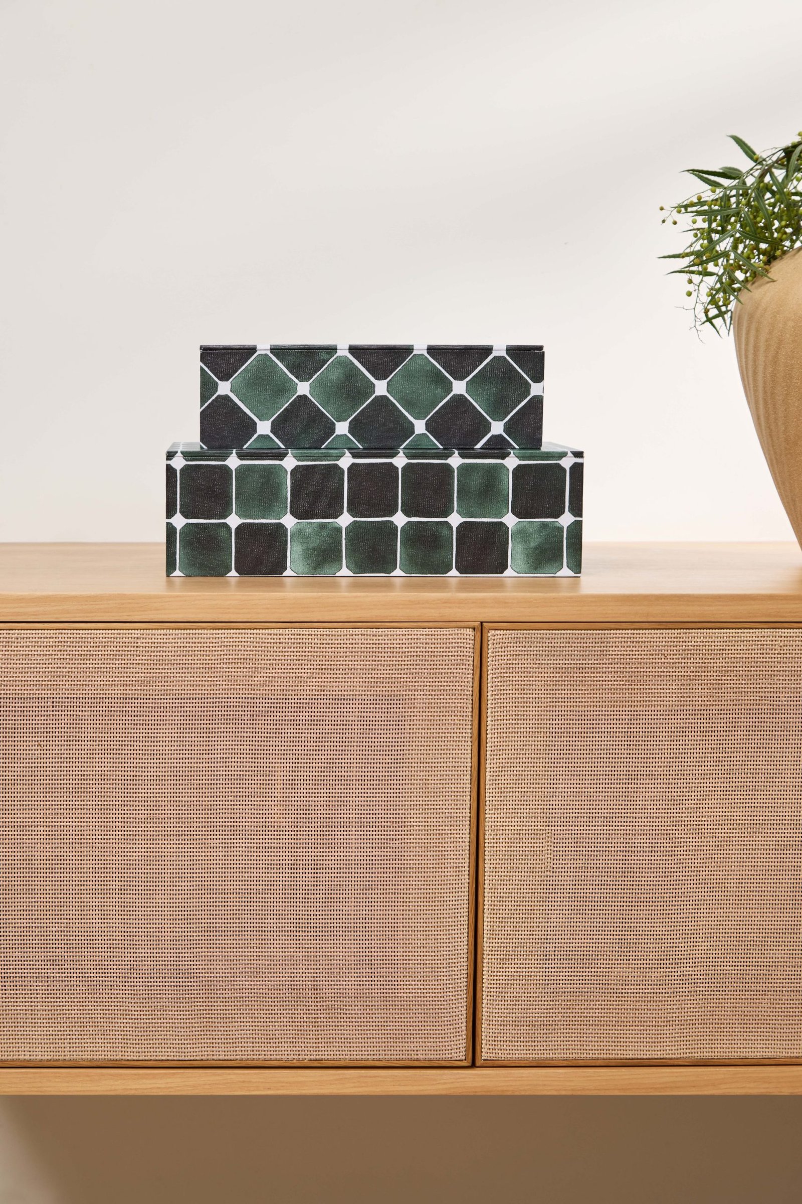 Kit Caixas Decorativas em MDF Revestidas em Canvas Verde – 2 Peças - Imagem 2