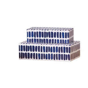 Kit Caixas Decorativas em MDF Revestidas em Canvas Azul – 2 Peças