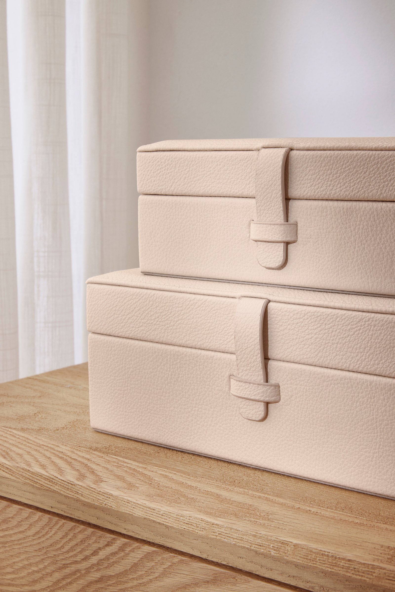 Kit Caixas Decorativas em MDF Revestidas em PU Off White – 2 Peças - Imagem 4