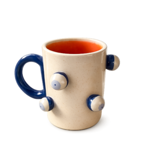 Caneca de Cerâmica Artesanal 220 ml  Olho Grego Detalhes Orgânicos