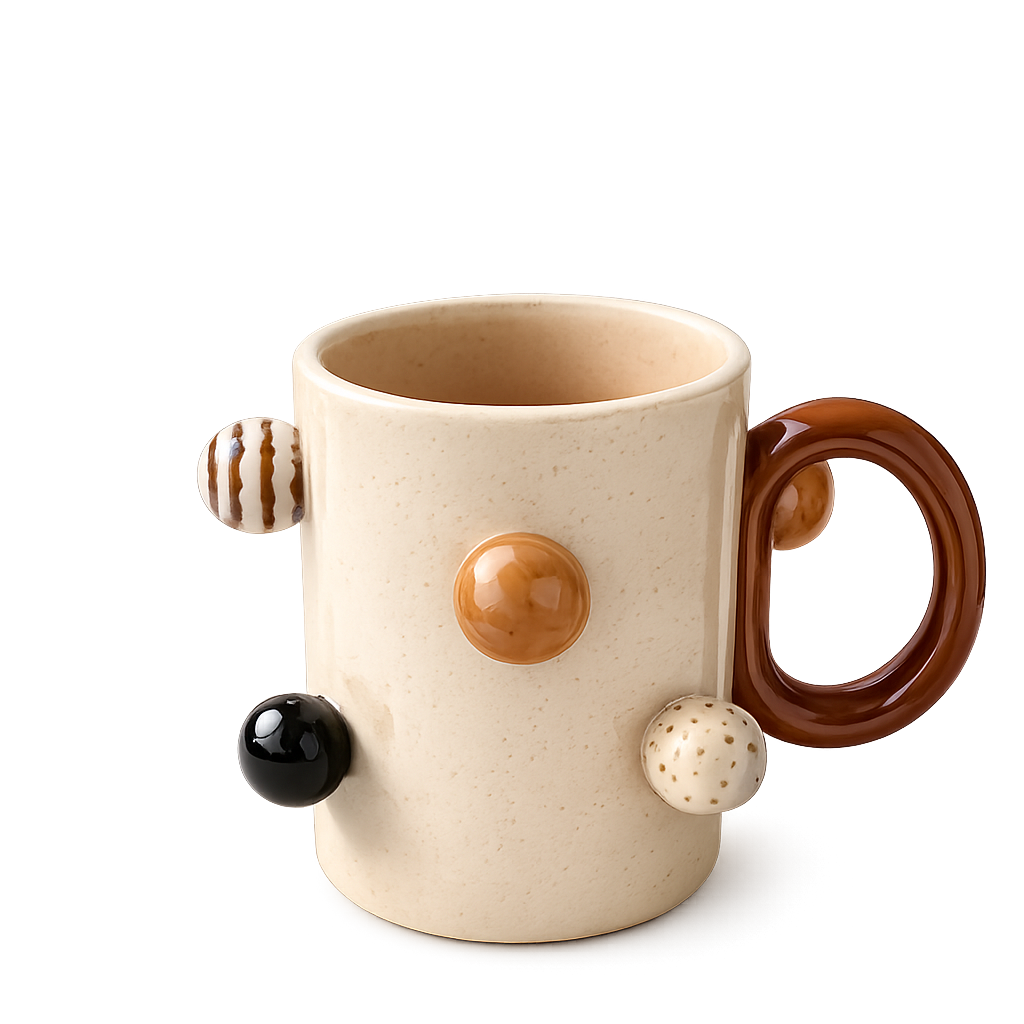 Caneca de Cerâmica Artesanal 220 ml com Esferas